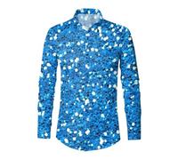 Générique Chemise Homme Manches Longues Col À Revers Chemises pour Fête Disco Button Down Novelty Imprimé Carnaval Costume Deguisement Hippies Tenue De Fête Amusante Soirée Bal De Promo Vetement
