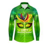 Générique Chemise Homme Manches Longues Col À Revers Style Disco Rétro Chemises Button Down Masque Imprimé Carnaval Costume Élégant Grande Taille Hippies Tenue De Fête Amusante Coupe Ajustée Vetement