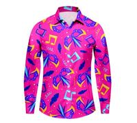 Générique Chemise Homme Manches Longues Col À Revers Style Disco Rétro Chemises Button Down Masque Imprimé Carnaval Costume Élégant Grande Taille Hippies Tenue De Fête Amusante Coupe Ajustée Vetement