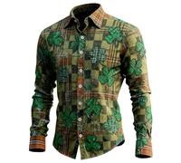 Générique Chemise Homme Manches Longues Polyester Motif Saint-Patrick Coupe Confortable pour Fêtes Soirées Thème Chemise De Loisirs Tenue Mi-Saison Look Vacances Sortie Terrasse - Dark Vert L