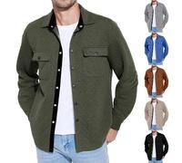 Générique Chemise Homme Manches Longuess Chemisette Légère Respirant Surchemise de Travail Chemisier Décontractée Veste Automne Hauts avec Poche Vêtements Vert Kaki 3XL