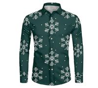 Générique Chemise Homme Noel - Chemises De Noël pour Hommes Chemise de noël à Manches Longues pour Homme imprimé Flocon de Neige Style Loisirs Automne et Hiver (Army Green XXL)