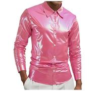 Générique Chemise Homme Paillette Disco,Chemise DéContractéE Coupe Slim Confortable Respirante à Porter Au Quotidien Couleur Unie Col Rabattu Manches Longues pour Tenues avec Pantalon Ou Short (XXXL)