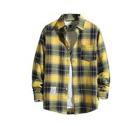 Générique Chemise Homme Simple Couleur Unie Décontractée Mode All-Match Chemise à Manches Longues Quotidien Simple Boutonnage Décontracté Chemise à Revers Automne et Hiver