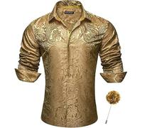 Générique Chemise Hommes Mardi Gras Costumes De Carnaval Blanche Homme Chemisette Coupe Droite pour La Plage Aloha Or #7 M