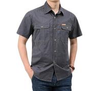 Générique Chemise Jeans Homme Manches Courtes en Coton Regular Travail Jean Militaire Col Revers Slim Décontractée Vintage Sweat Moto Printemps Eté Casual Denim Chemise avec 2 Poches (Gris,4XL,4XL)