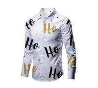 Générique Chemise La Moche, Chemise Homme sans Repassage Séchage Rapide Hauts Rétro Noël Élégant Manche Longue Bouton Costume Pere Noel Confortable