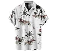 Générique Chemise Lin Été Homme Manches Courtes boutonnée à Motif imprimé décontracté Chemisette sans Repassage avec Poche pour la pêche, Les Voyages, Le Safari Chemises d'été décontractées en Coton