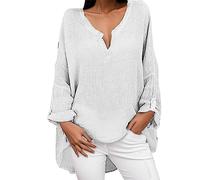 Générique Chemise Lin Femme Blouse Décontracté Tunique Chemise Lin Femme Manches Longues Blouse Longue De Travail Femme De Menage sans Manche T Shirt Manche Longue Femme Coton Top Noel Femme Soirée
