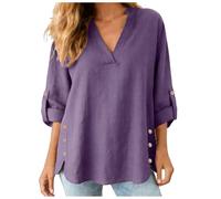 Générique Chemise Lin Femme Blouse Femme Chemisier Coton Et Lin pour Femmes Haut en Aspect Naturel, Coupe Fluide Intemporelle, Se Marie avec Tous Les Bas De Votre Garde Robe Chemisier en Jean pour