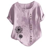 Générique Chemise Lin Femme Blouse Femme Grande Taille Chemises pour Chemises pour D'été Haut en Simili Lin Léger comme Une, Matière Douce Et Agréable, Idéal La Saison Estivale Femmes Tuniques en