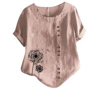 Générique Chemise Lin Femme Blouse Femme Grande Taille Chemises pour Chemises pour D'été Haut en Simili Lin Léger comme Une, Matière Douce Et Agréable, Idéal La Saison Estivale Femmes Tuniques en