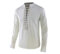 Générique Chemise Lin Homme Deguisement Chevalier Hippie a Fleur Vetement Chemisette Tenue Coachella Medieval Medievale Femme Costume Manche Courte sans Repassage Médiévale Dengri Tunisien Armure