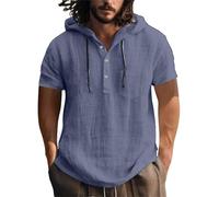 Générique Chemise Lin Homme en Coton pour l'europe Les États-,Pull à Capuche Manches Courtes,T-Shirt de Plage Décont Racté Hommes Le Chemisette Randonnée(Marine, L)