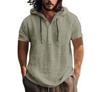 Générique Chemise Lin Homme en Coton pour l'europe Les États-,Pull à Capuche Manches Courtes,T-Shirt de Plage Décont Racté Hommes Le Chemisette Randonnée(Vert, L)