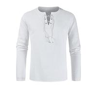 Générique Chemise Lin Homme Manches Courtes Costume Femme Moyen Age Robe Medievale Viking Vetement Indien Tenue Hippie Longues Costumes Ensemble Coachella Blanche Deguisement Medieval