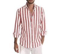 Générique Chemise Lin HommeCoupe Décontractée Manches Longues Col en V Chemise Formelle Décontractée pour Hommes À Manches Longues Homme Style Décontracté sans Repassage pour L’été
