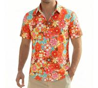 Générique Chemise Multicolore Années 70 pour Homme Colorée Manches Courtes Disco Déguisement avec Boutons Légère Vintage Florale Années 80 et 90 Hippie Chemise pour Soirées à Thème