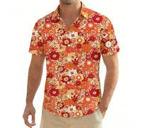 Générique Chemise Multicolore Années 70 pour Homme Colorée Manches Courtes Disco Déguisement avec Boutons Légère Vintage Florale Années 80 et 90 Hippie Chemise pour Soirées à Thème
