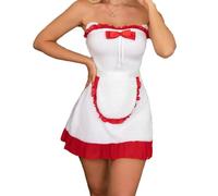 Générique Chemise Nuit Satin Élégante Garniture Dentelle Détail Noeud Papillon Queue Pelucheuse Fête Cosplay Noël Tenue Servante Lapin Sexy Éléments Clochette Vêtement Festif Célébrations