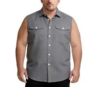 Générique Chemise pour Homme Gilet pour Homme Grande Taille sans Manches Boutons Double Poche Couleur Unie Coupe Ample Chemise D'Été Confortable Respirante Chemises Grande Taille