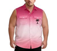 Générique Chemise pour Homme Gilet pour Homme Grande Taille sans Manches Boutons Double Poche Couleur Unie Coupe Ample Chemise D'Été Confortable Respirante Chemises Grande Taille