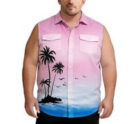 Générique Chemise pour Homme Gilet pour Homme Grande Taille sans Manches Boutons Double Poche Couleur Unie Coupe Ample Chemise D'Été Confortable Respirante Chemises Grande Taille