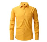 Générique Chemise Professionnelle Extensible à 4 Directions pour Homme Style décontracté et Confortable Manches Longues matière Infroissable idéale pour Le Quotidien et Le Bureau (Yellow, M)