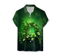 Générique Chemise RayéE Homme - Chemise à Manches Courtes Pour Hommes Impression 3D DéContractéE HawaïEnne Dessus De Chemise Pour La Saint-Patrick Automne Pack T-Shirt Homme