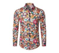 Générique Chemise Slim Fit Homme - Chemise Blanche pour Homme Chemise Hawa Iian pour Homme Chemise d'affaires Florale Chemise décontractée à Manches Longues et Boutons