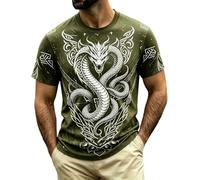 Générique Chemise Vikings Homme 3D Imprimé Mythologie Nordique Costume Vikings Médiéval Rétro Gothique T-Shirt Homme à Manches Courtes Coupe Classique Oversized Streetwear Tee Shirts Décontractées