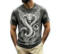 Générique Chemise Vikings Homme 3D Imprimé Mythologie Nordique Costume Vikings Médiéval Rétro Gothique T-Shirt Homme à Manches Courtes Coupe Classique Oversized Streetwear Tee Shirts Décontractées