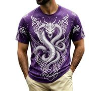 Générique Chemise Vikings Homme 3D Imprimé Mythologie Nordique Costume Vikings Médiéval Rétro Gothique T-Shirt Homme à Manches Courtes Coupe Classique Oversized Streetwear Tee Shirts Décontractées