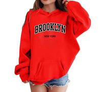 Générique Chemises Boutonnées en Soie pour Filles Blanches Filles, Joli Sweat-Shirt surdimensionné avec Poche Polaire Chandail Fille Hiver Chaud(Rouge,3-4 Years)