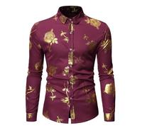 Générique Chemises - Chemise Homme Blanche Chemise bronzante pour Hommes Chemise à sous-Couche à à Manches Longues imprimée décontractée