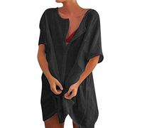 Générique Chemises Coton de Nuit Femme Bouton Robe de Nuit Sexy Nuisette Ouvert Devant Sexy Maternité Allaitement Manche Courte T Shirt de Nuit Pyjama Vêtements de Nuit Casual Col V Top Confortable