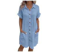 Générique Chemises de Nuit Femme Coton Bouton Robe de Nuit Sexy Nuisette Ouvert Devant Sexy Maternité Allaitement Manche Courte T Shirt de Nuit Pyjama Vêtements de Nuit Casual Col V Top Confortable