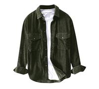 Générique Chemises en Velours côtelé à Manches Longues à col Rabattu Chemises décontractées d'hiver pour Hommes sous vêtements en Coton pour Hommes (#1 Green L)