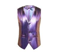 Générique Chemises Manches Longues Pour Hommes Sous Gommages Autumn And Winter New Shiny Jacket OEM Men's Vest Bow Tie Sous-chemise En Coton (Purple, M)