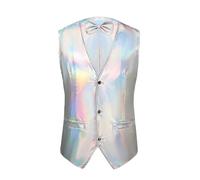 Générique Chemises Manches Longues Pour Hommes Sous Gommages Autumn And Winter New Shiny Jacket OEM Men's Vest Bow Tie Sous-chemise En Coton (Silver, L)