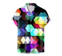 Générique Chemises pour Hommes Manches Courtes Col À Revers Chemises Novelty Imprimé Button Down Carnaval Costume Deguisement Hippies Élégant Tenue De Fête Amusante Vintage Coupe Ajustée Vetement