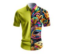 Générique Chemises pour Hommes Manches Courtes Col À Revers Chemises Novelty Imprimé Button Down Costume De Carnaval Élégant Deguisement Hippies Tenue De Fête Amusante Vintage Coupe Ajustée Vetement