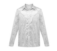 Générique Chemises pour Hommes Manches Longues Col À Revers Chemises Novelty Imprimé Button Down Carnaval Costume Élégant Deguisement Hippies Tenue De Fête Amusante Coupe Ajustée Vintage Vetement