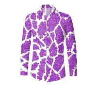 Générique Chemises pour Hommes Manches Longues Col À Revers Chemises Novelty Imprimé Button Down Costume De Carnaval Deguisement Hippies Élégant Tenue De Fête Amusante Coupe Ajustée Vintage Vetement