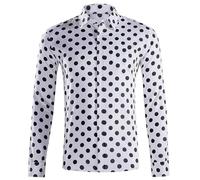 Générique Chemisette Homme Grande Taille - Chemise à Pois d'été pour Hommes Mode col plié Haut de Rue Quotidien Chemise décontractée Ample Chemise Respirante et Confortable à Manches Courtes