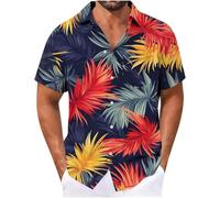 Générique Chemisette Homme Manches Courtes Chemise Impression Hawaienne Vetement Plage Été Respirant Vêtements Léger Doux Habit Confortable Extensible Respirant Haut