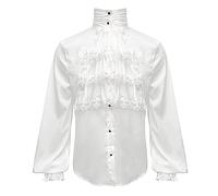 Générique Chemisier à Manches Longues à Lacets Vintage pour Homme, Chemise de Pirate Steampunk Rétro Renaissance Médiévale Gothique Victorien Costume Halloween Noir Blance Chemise en Lin pour Homme