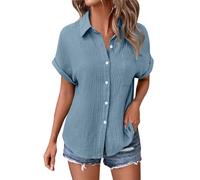 Générique Chemisier,Carte Cadeau amaon 30 Euros,T-Shirts à Manches Courtes Tee Shirt Femme Col V Chemise Tunique Tops avec Boutons D'été Décontractés Ample Couleur Unie Blouse Vêtements