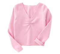 Générique Chemisier Chaud à Manches Longues pour Filles, Couleur Unie, Haut Enveloppant de Ballet, Pull de Danse en Velours, Automne et Hiver (5-6 Years)
