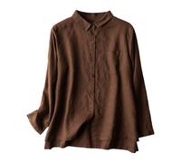 Générique Chemisier Coton Lin pour Femmes Vetement en Lin Chemise en Coton Haut Femme Aspect Naturel, Coupe Fluide Intemporelle, Se Marie avec Tous Les Bas De Votre Garde Robe Chemise Longue Femme